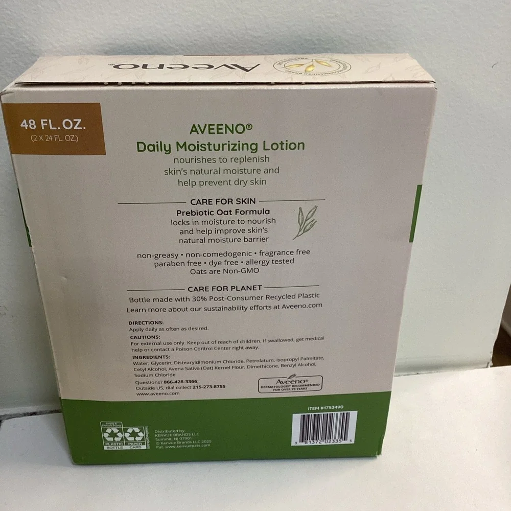 Aveeno Daily Moisturizing Body Lotion 2 x 24 Fl Oz (709g) Fragrance Free